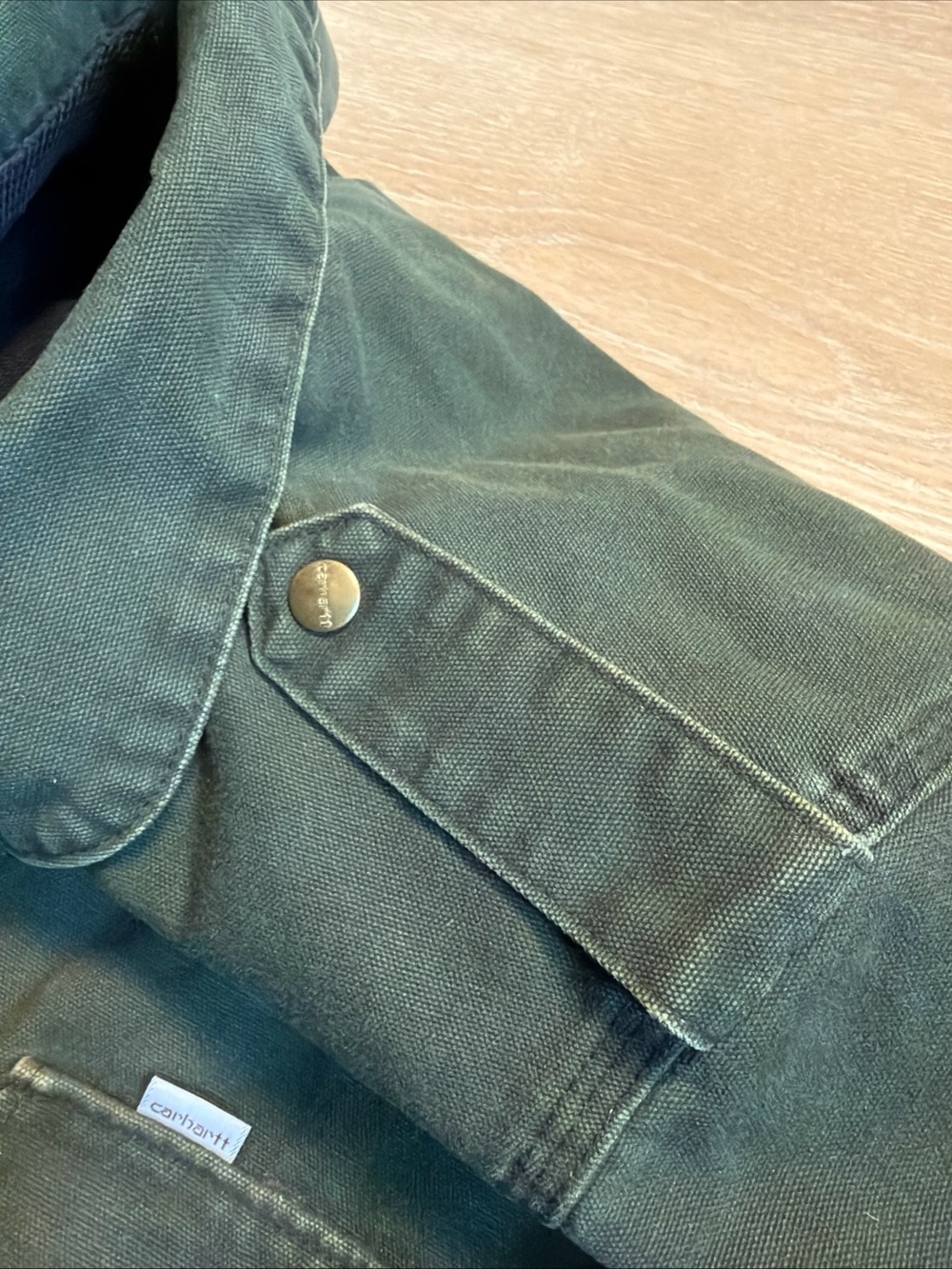 Vintage 1994 Carhartt JR264 Forest Green Duck Canvas Bomber Flight Jacket Med 42 - Picture 8 of 12